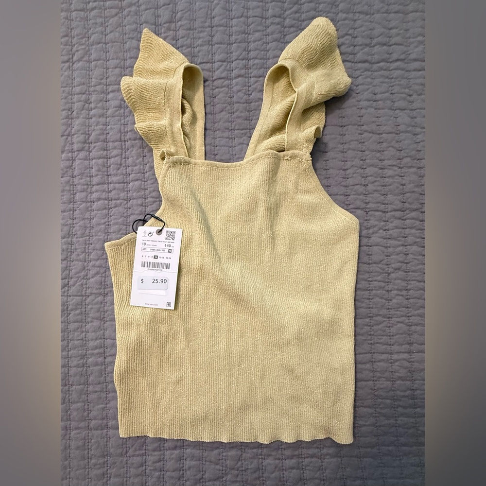 Zara Ruffled Strap Gold shimmer Top